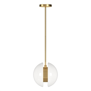 Pemberly Row Modern / Contemporary 10&quot Brass Metal/Glass Pendant