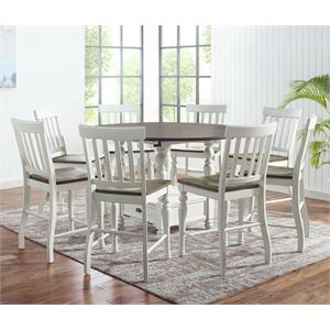 Pemberly Row Two-Tone Ivory and Dark Oak 9-Piece Counter Height Set