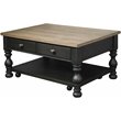 Pemberley Row Wood Antique Oak Matte Black Coffee Table Rectangular 18