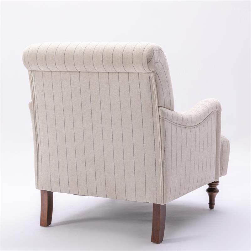 Pemberley Row Polyester Beige Arm Chair Rectangular Rolled Back 29.75
