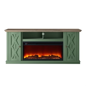 Pemberly Row 68&quot TV Stand Media Console For TVs Upto 75&quot with Fireplace in Green