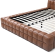 Pemberly Row King Size Faux Leather Upholstered Bed Fram in Brown