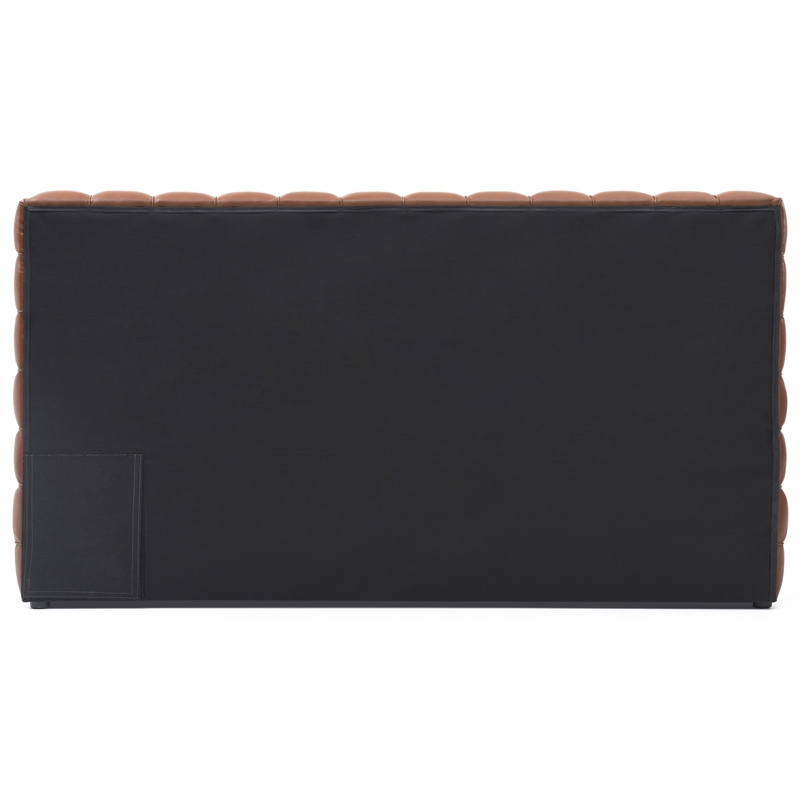 Pemberly Row King Size Faux Leather Upholstered Bed Fram in Brown