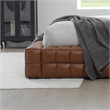Pemberly Row King Size Faux Leather Upholstered Bed Fram in Brown