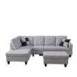 Pemberly Row Contemporary Left-Facing Sectional & Ottoman in Gray/White