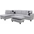Pemberly Row Contemporary Left-Facing Sectional & Ottoman in Gray/White