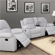 Pemberly Row Contemporary 3-Piece Modern Microfiber Recliner Sofa Set in White
