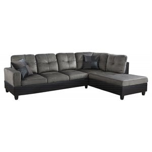 Pemberly Row Contemporary Fabric Right Facing Sectional in Taupe Gray