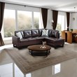 Pemberly Row Contemporary Faux Leather Right Facing Sectional in Brown