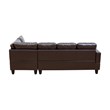 Pemberly Row Contemporary Faux Leather Right Facing Sectional in Brown