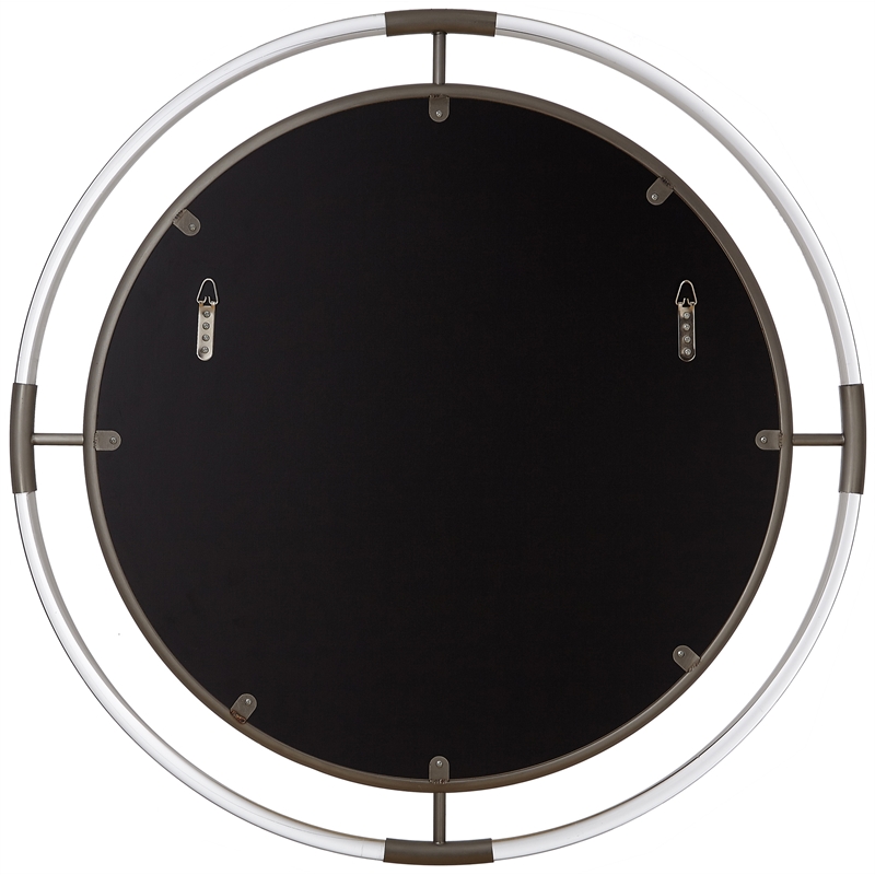 Pemberly Row Contemporary Acrylic/Brushed Silver Round Mirror Mirror