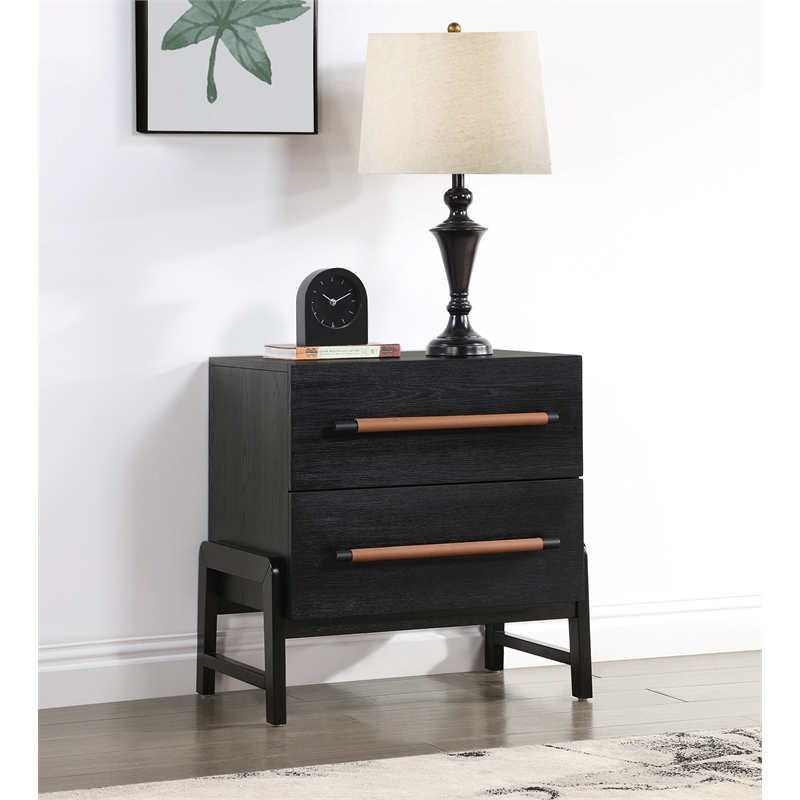 Pemberly Row Contemporary Black Night Stand - 25.5