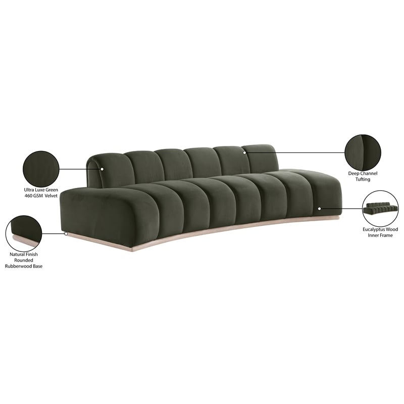 Pemberly Row Contemporary Green Velvet Sofa - 106