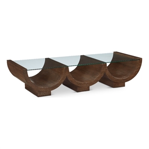 Pemberly Row Contemporary Brown Coffee Table - 60&quotW x 25&quotD x 14&quotH