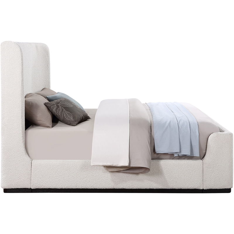 Pemberly Row Contemporary Cream Fabric King Bed - 81.5