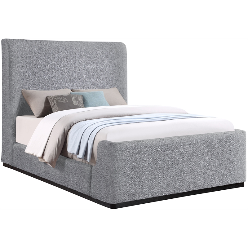 Pemberly Row Contemporary Gray Fabric Queen Bed - 65.5
