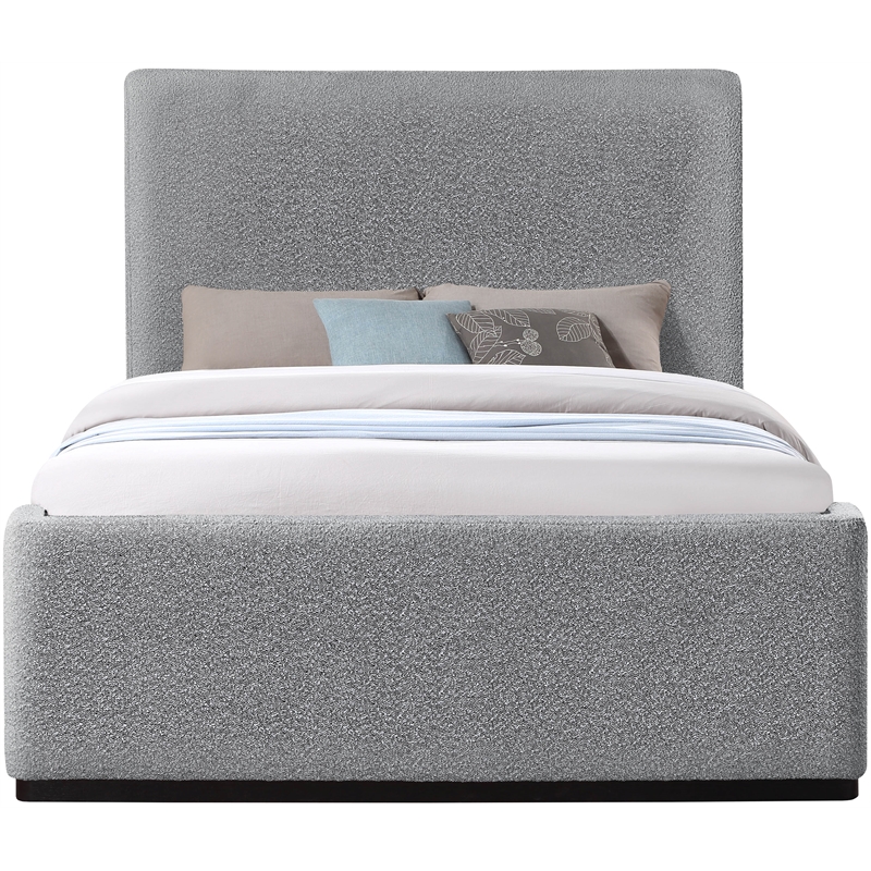 Pemberly Row Contemporary Gray Fabric Queen Bed - 65.5