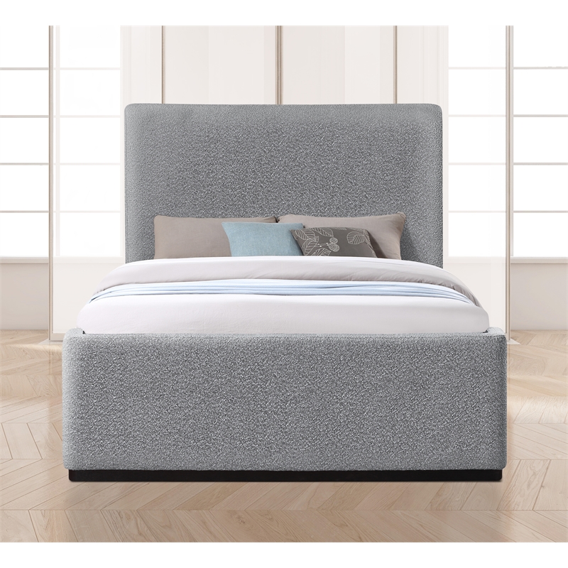 Pemberly Row Contemporary Gray Fabric Queen Bed - 65.5
