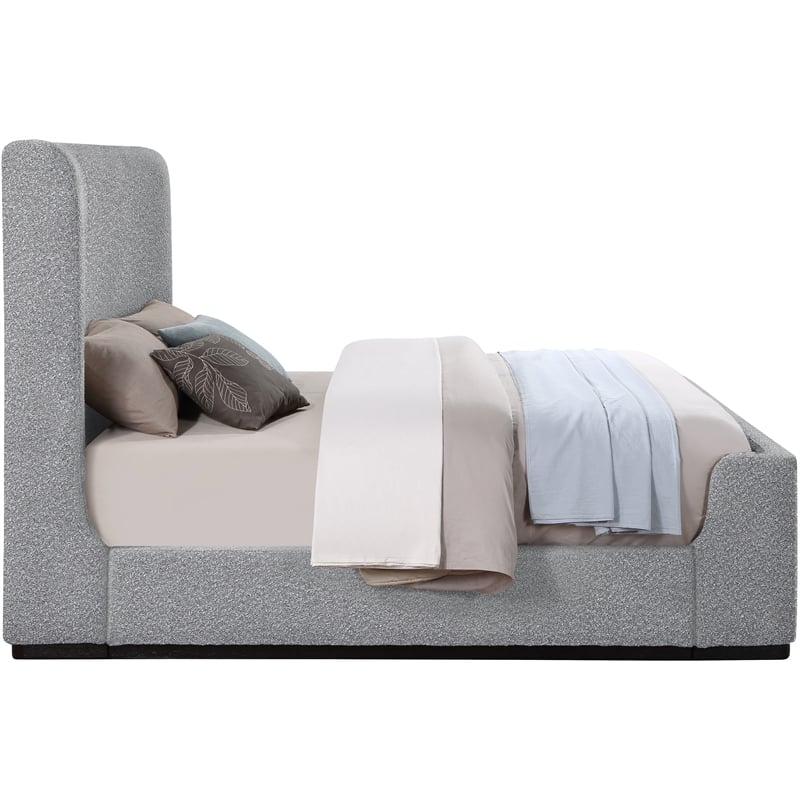 Pemberly Row Contemporary Gray Fabric Queen Bed - 65.5