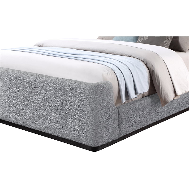 Pemberly Row Contemporary Gray Fabric Queen Bed - 65.5