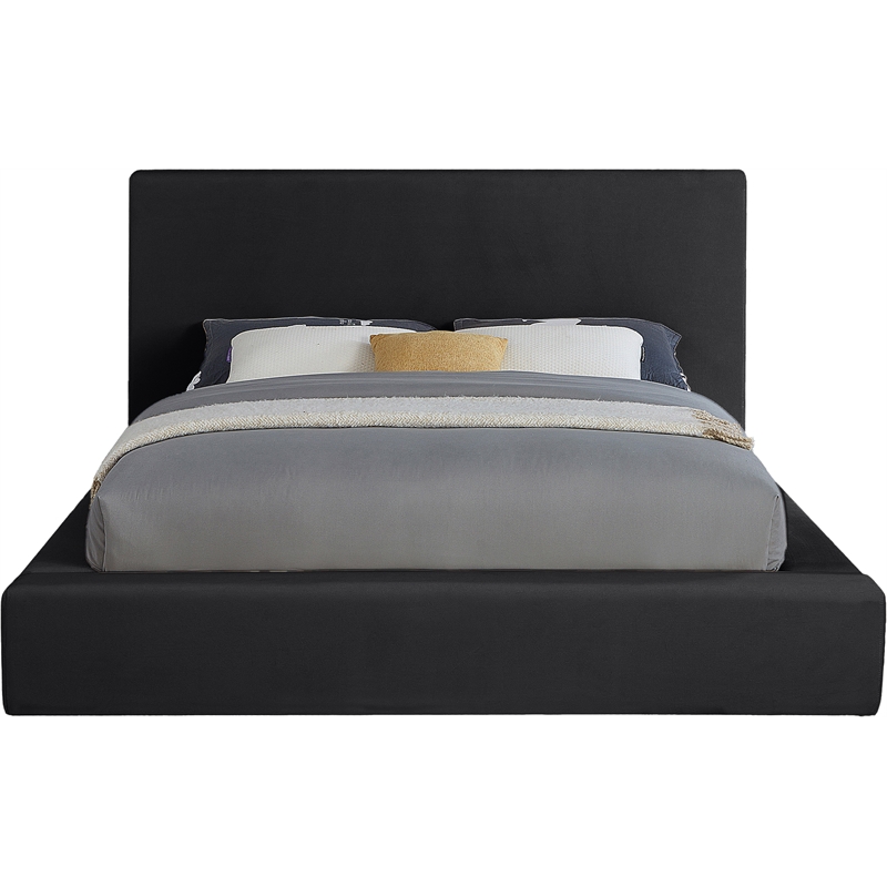 Pemberly Row Contemporary Black Velvet Full Bed - 68