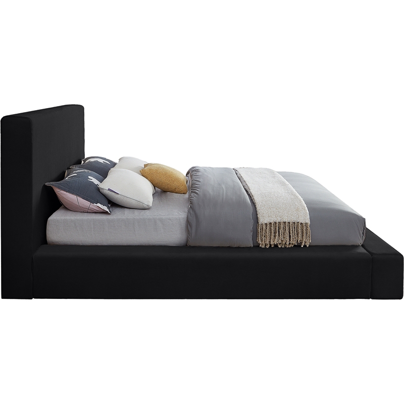 Pemberly Row Contemporary Black Velvet Full Bed - 68
