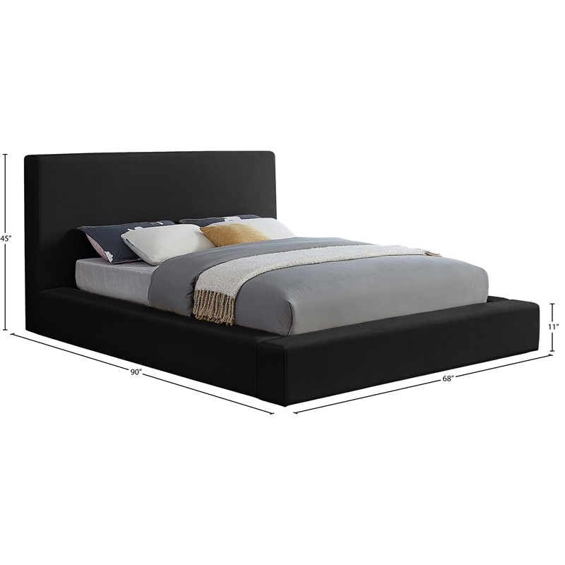 Pemberly Row Contemporary Black Velvet Full Bed - 68