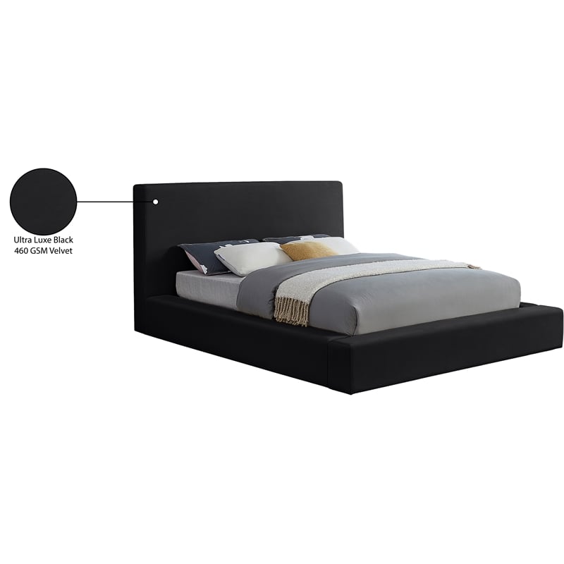 Pemberly Row Contemporary Black Velvet Full Bed - 68