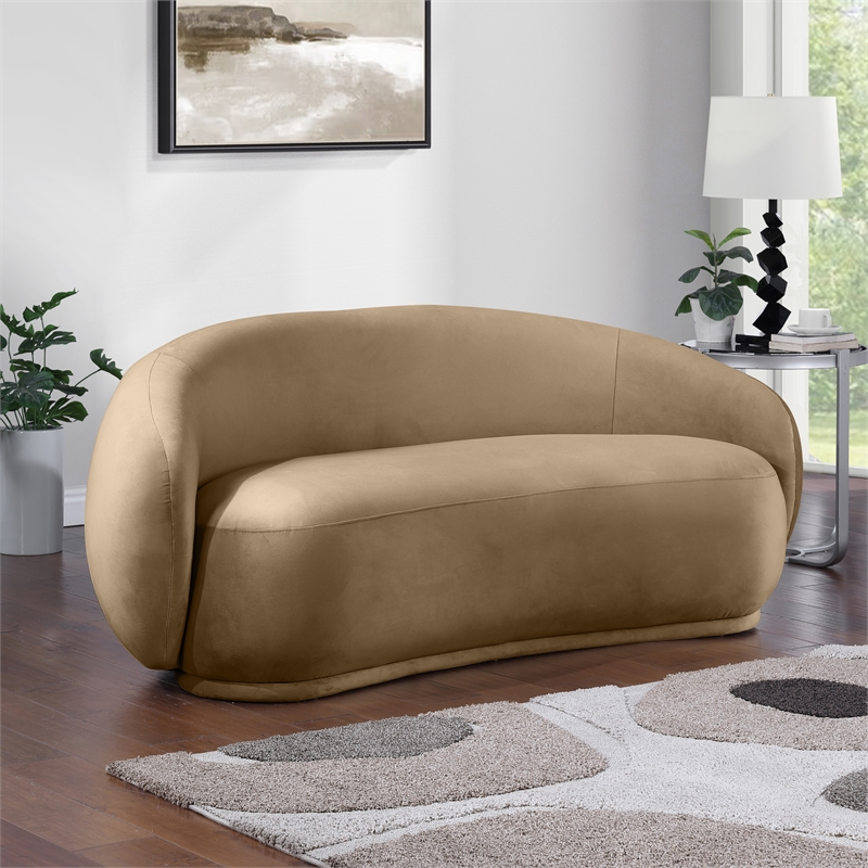 Pemberly Row Contemporary Beige Velvet Loveseat - 77
