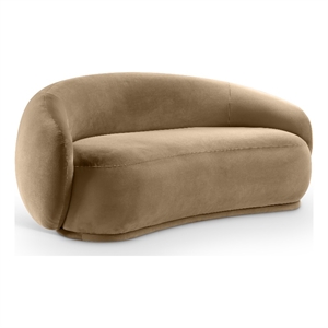 Pemberly Row Contemporary Beige Velvet Loveseat - 77&quotW x 40&quotD x 31&quotH