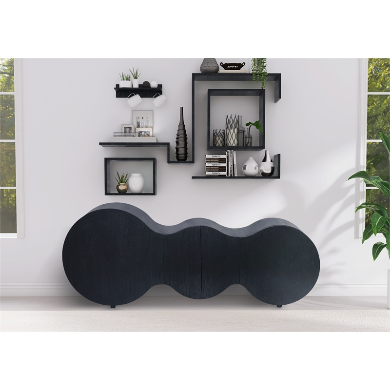 Pemberly Row Contemporary Black Sideboard/Buffet - 76