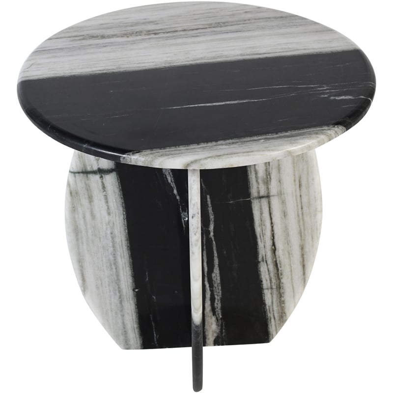 Pemberly Row Contemporary Panda Marble End Table - 20