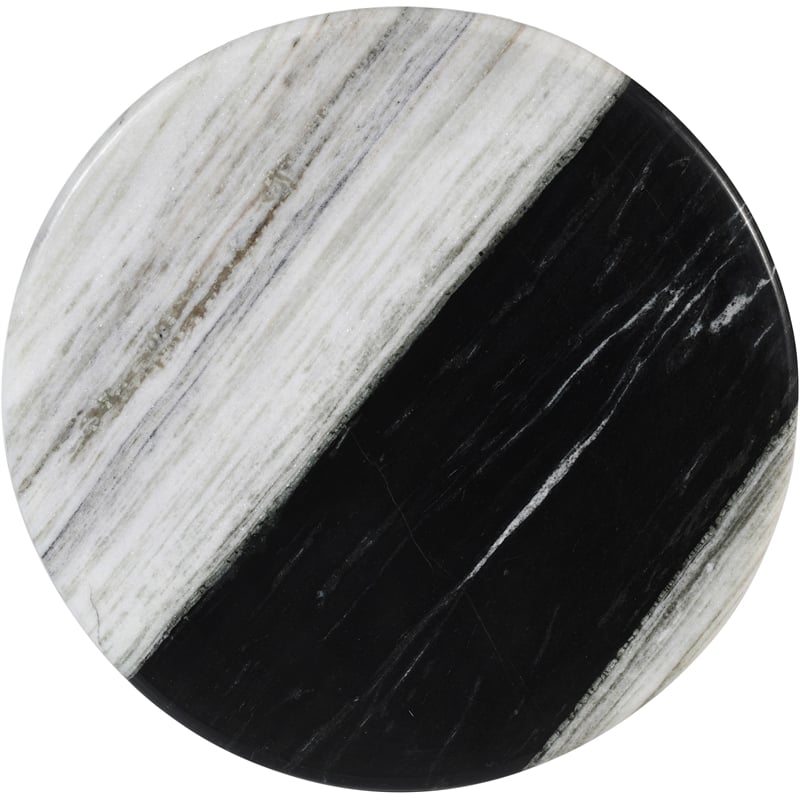 Pemberly Row Contemporary Panda Marble End Table - 20