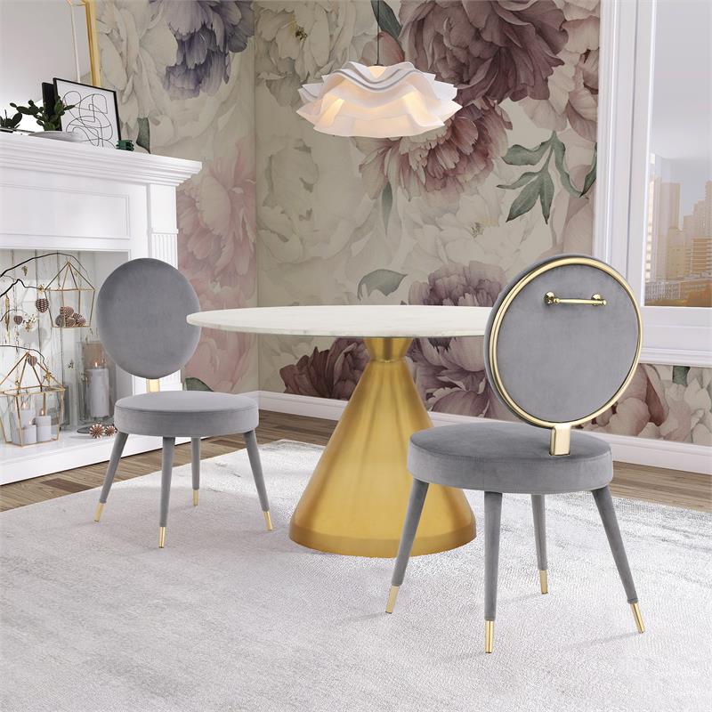 Pemberly Row Contemporary Gray Velvet Dining Chair - 18.9