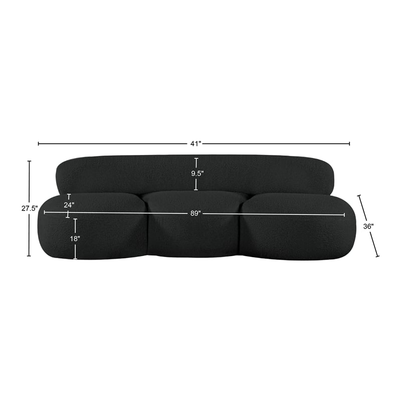 Pemberly Row Contemporary Black Boucle Fabric Sofa - 88.5
