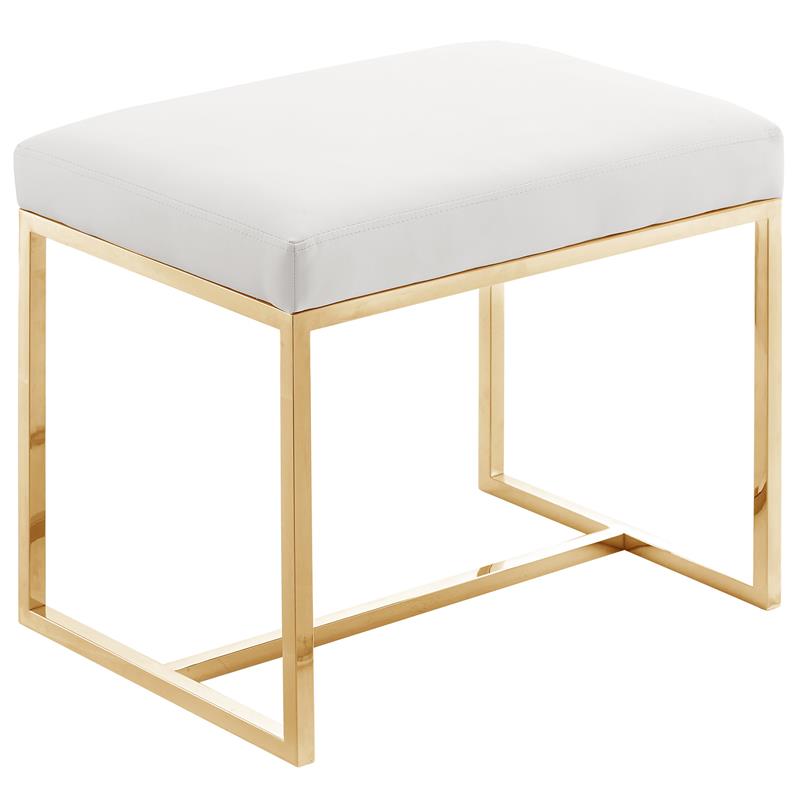 Pemberly Row Contemporary Soft Gold Ottoman / Stool - 22.5