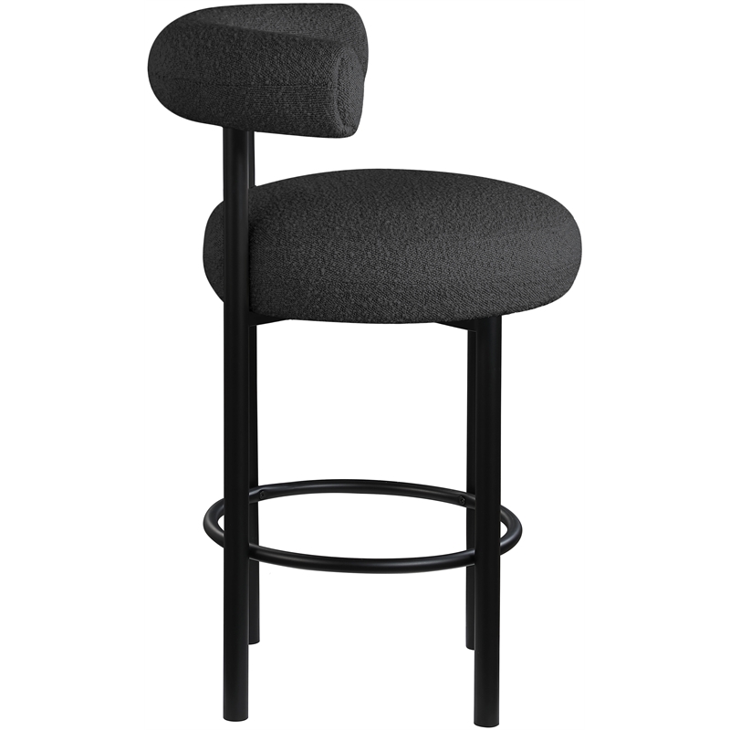 Pemberly Row Contemporary Black Boucle Fabric Stool - 23