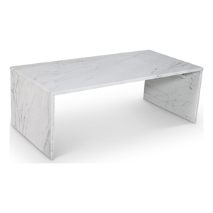 Pemberly Row Contemporary White Marble Coffee Table - 48&quotW x 24&quotD x 16.5&quotH