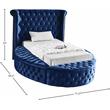 Pemberly Row Contemporary Navy Velvet Twin Round Bed - 71.5