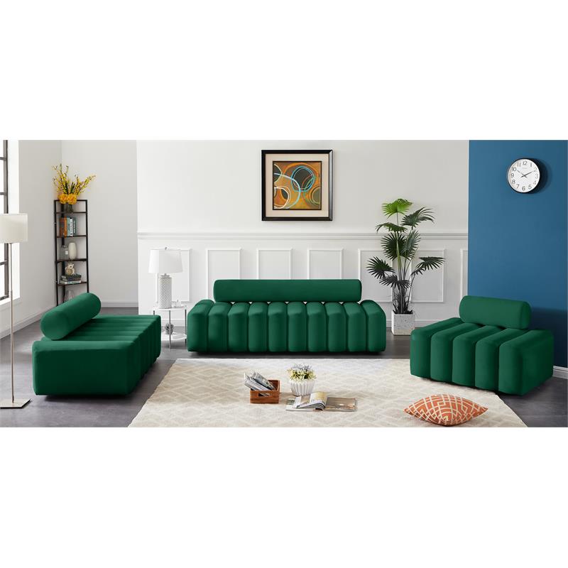 Pemberly Row Contemporary Soft Green Velvet Loveseat - 58