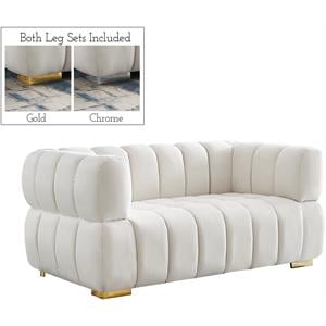 Pemberly Row Contemporary Soft Cream Velvet Loveseat - 68&quotW x 35&quotD x 29.5&quotH
