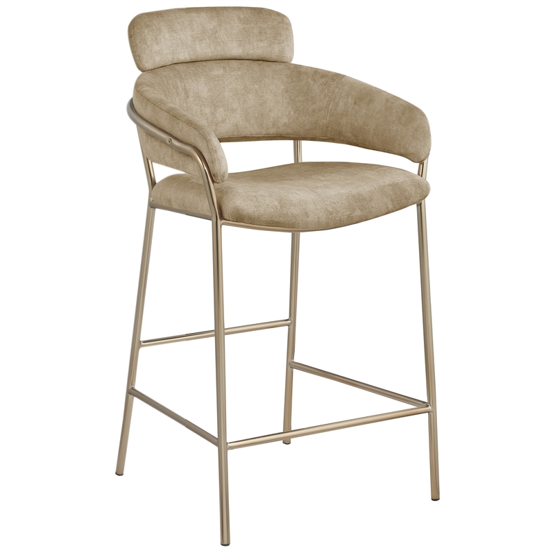 Pemberly Row Contemporary Beige Velvet Counter Stool - 21.5