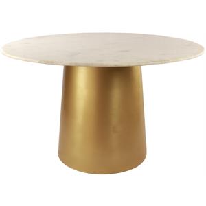 Pemberly Row Contemporary Marble Dining Table in Gold - 50&quotW x 50&quotD x 30&quotH