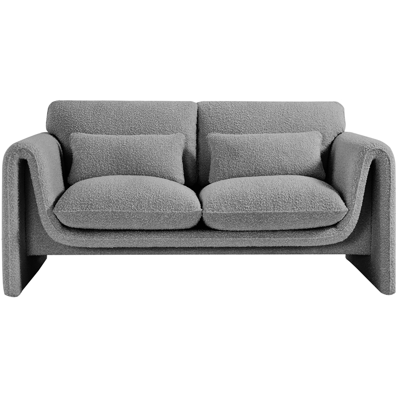 Pemberly Row Contemporary Gray Boucle Fabric Loveseat - 64