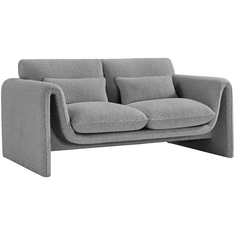 Pemberly Row Contemporary Gray Boucle Fabric Loveseat - 64