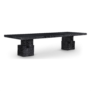 Pemberly Row Mid-Century Black Oak Veneer Dining Table - 96-144&quotW x 48&quotD x 31&quotH