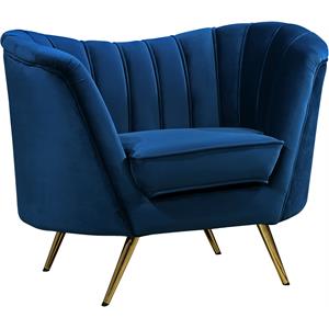 Pemberly Row Contemporary Upholstered Navy Velvet Chair - 43&quotW x 30&quotD x 33&quotH