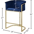 Pemberly Row Contemporary Upholstered Navy Velvet Stool - 23.5