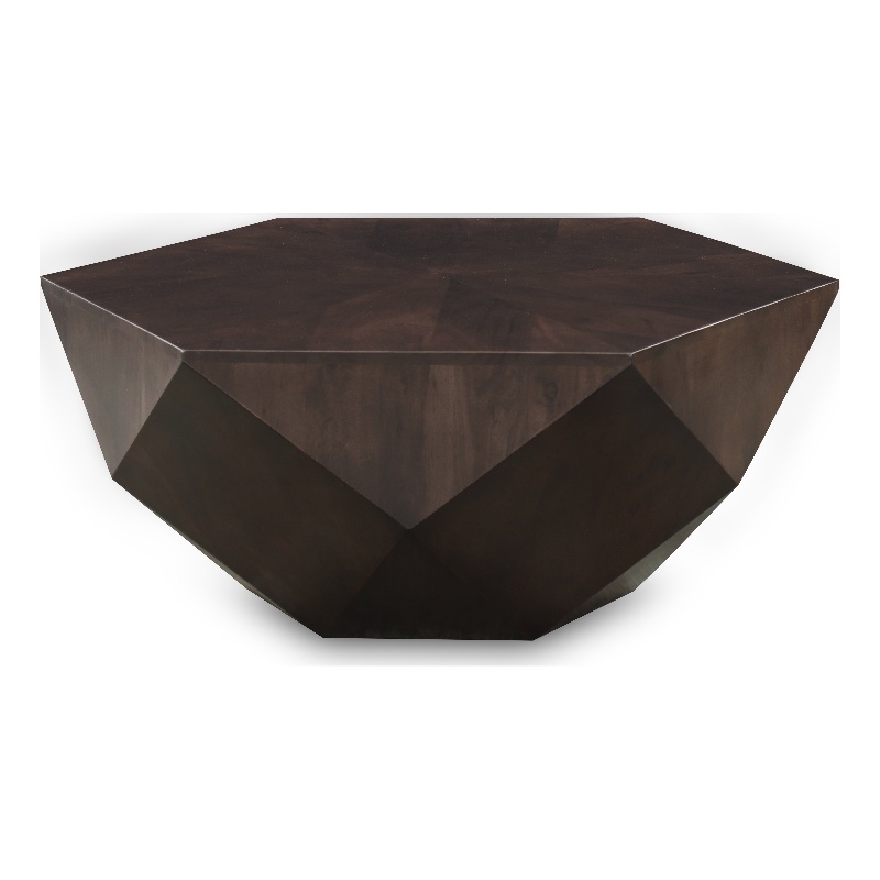 Pemberly Row Contemporary Brown Oak Veneer Coffee Table - 40