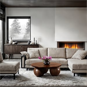 Pemberly Row Contemporary Brown Oak Veneer Coffee Table - 39&quotW x 39&quotD x 15&quotH
